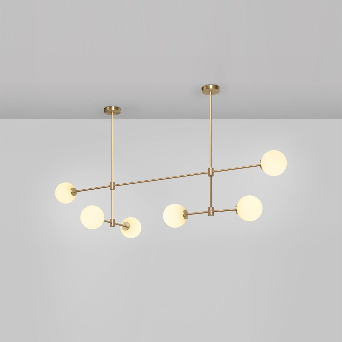 Trevi Multi Chandelier - Multi-Tiered Brass & Glass Globe Pendant Light | Modern Linear Grid Chandelier
