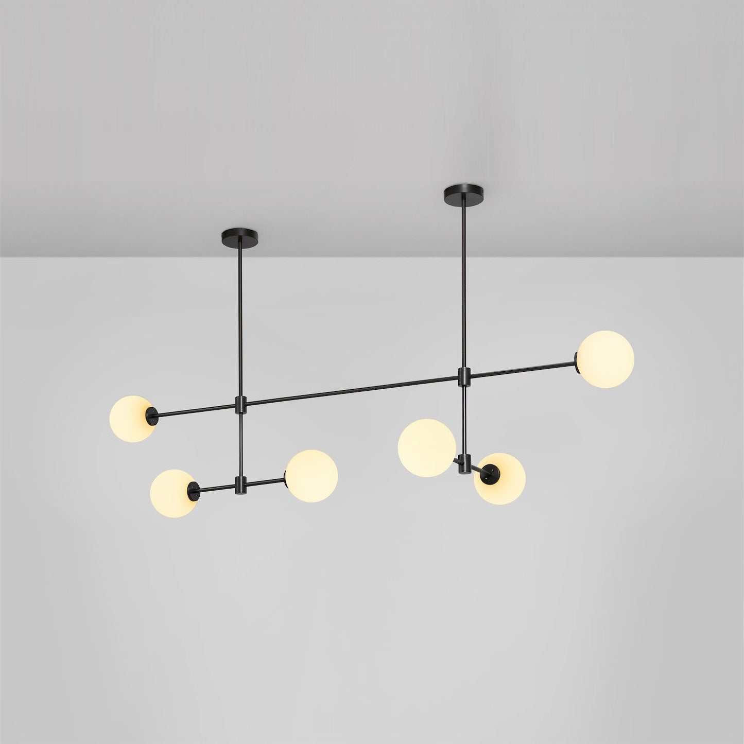 Trevi Multi Chandelier - Multi-Tiered Brass & Glass Globe Pendant Light | Modern Linear Grid Chandelier