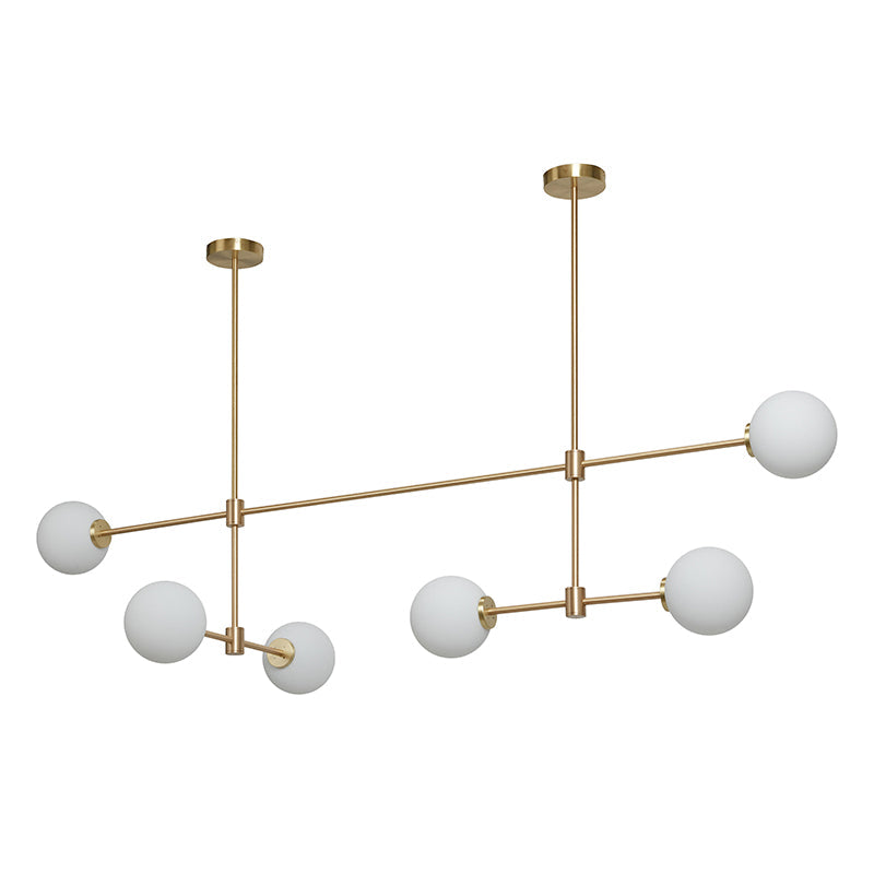 Trevi Multi Chandelier - Multi-Tiered Brass & Glass Globe Pendant Light | Modern Linear Grid Chandelier