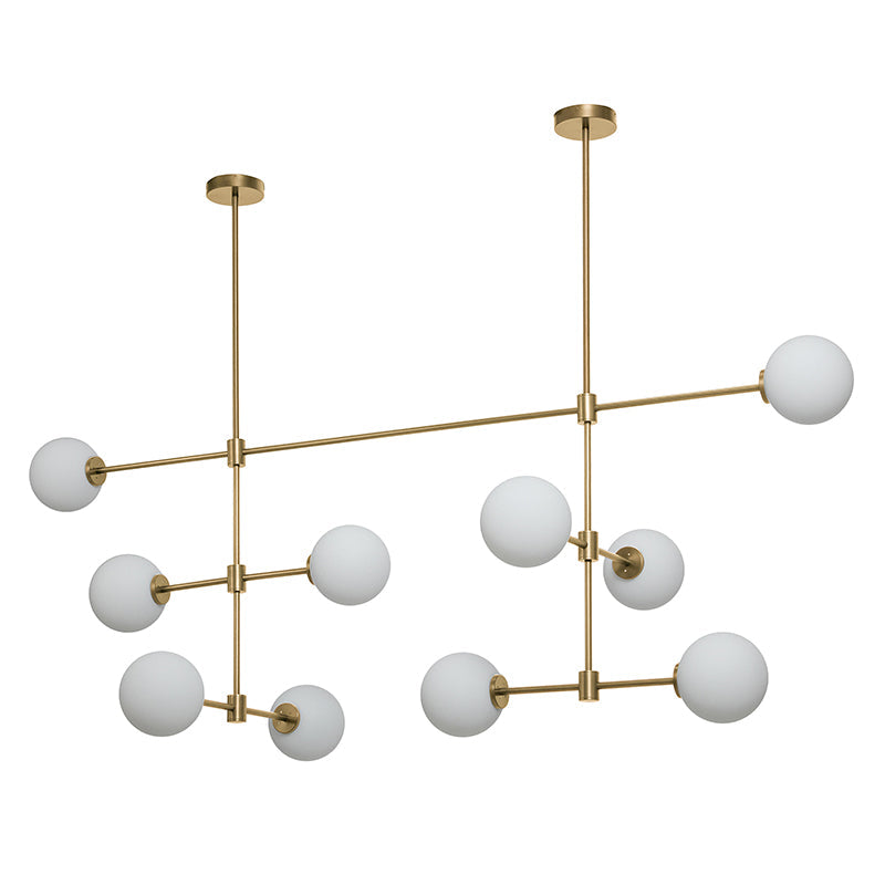 Trevi Multi Chandelier - Multi-Tiered Brass & Glass Globe Pendant Light | Modern Linear Grid Chandelier