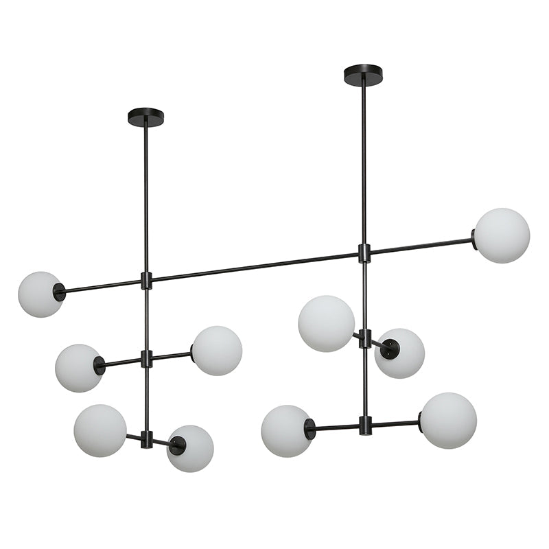 Trevi Multi Chandelier - Multi-Tiered Brass & Glass Globe Pendant Light | Modern Linear Grid Chandelier