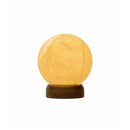 Trevi Table Lamp (Built-in Battery) - Rechargeable Natural Alabaster Wireless Lamp | Portable Bronze Cordless Accent Light