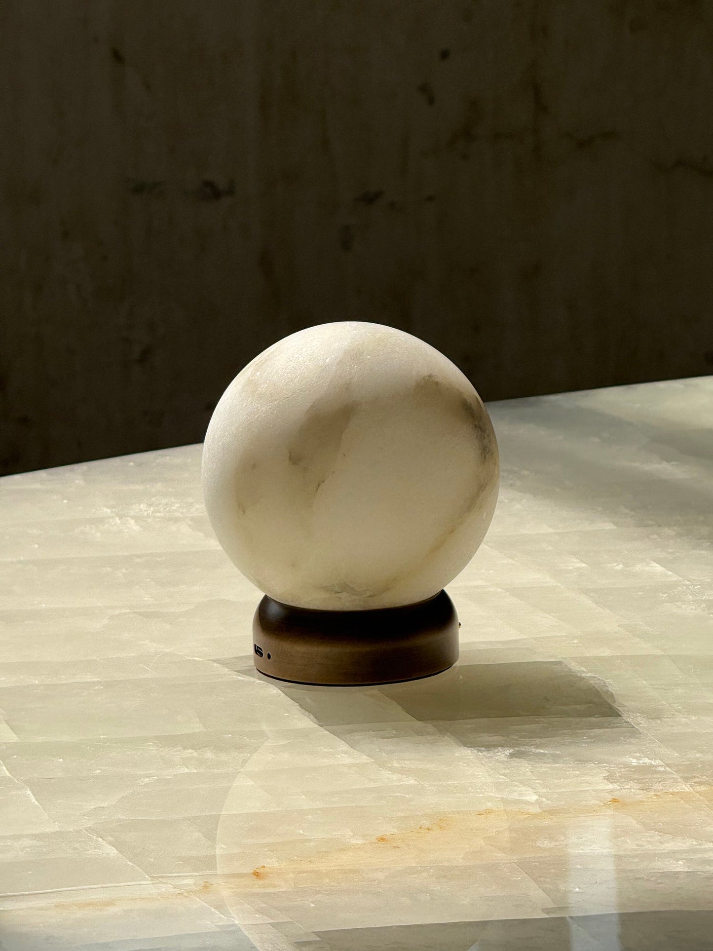 Trevi Table Lamp (Built-in Battery) - Rechargeable Natural Alabaster Wireless Lamp | Portable Bronze Cordless Accent Light
