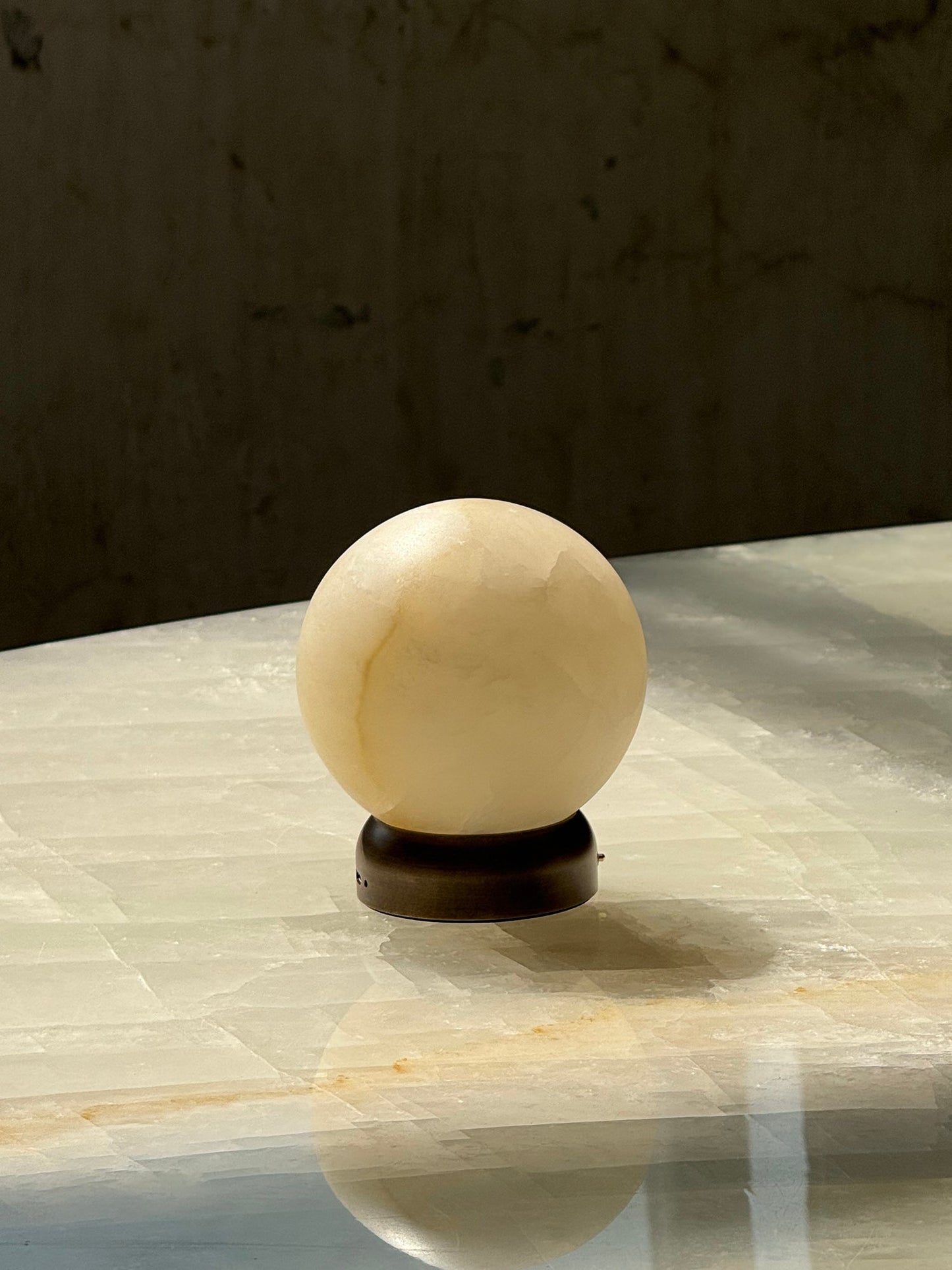 Trevi Table Lamp (Built-in Battery) - Rechargeable Natural Alabaster Wireless Lamp | Portable Bronze Cordless Accent Light