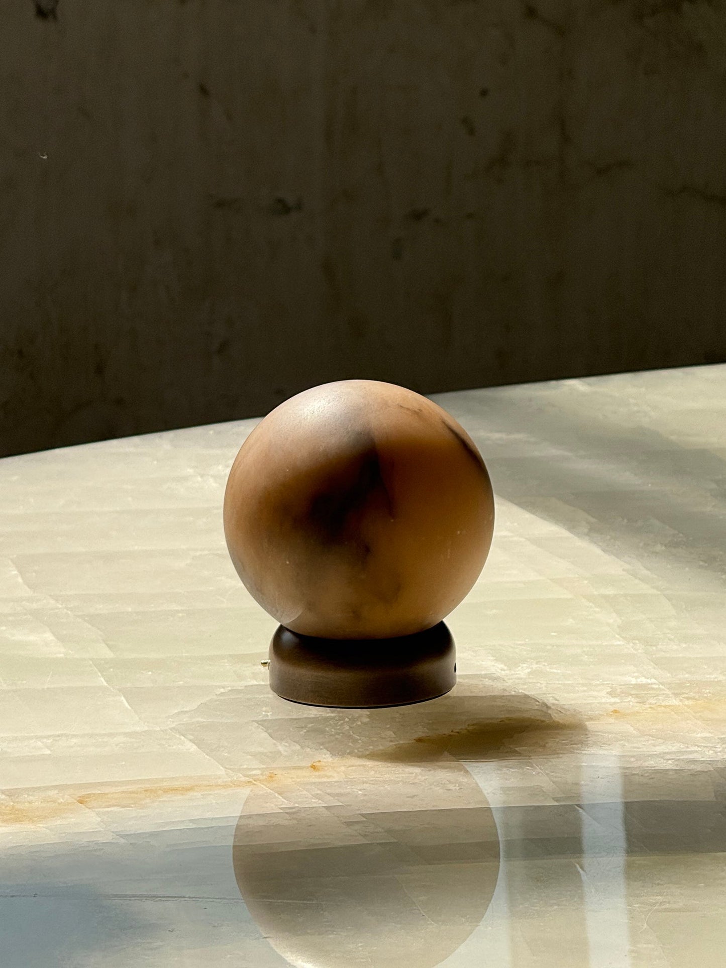 Trevi Table Lamp (Built-in Battery) - Rechargeable Natural Alabaster Wireless Lamp | Portable Bronze Cordless Accent Light