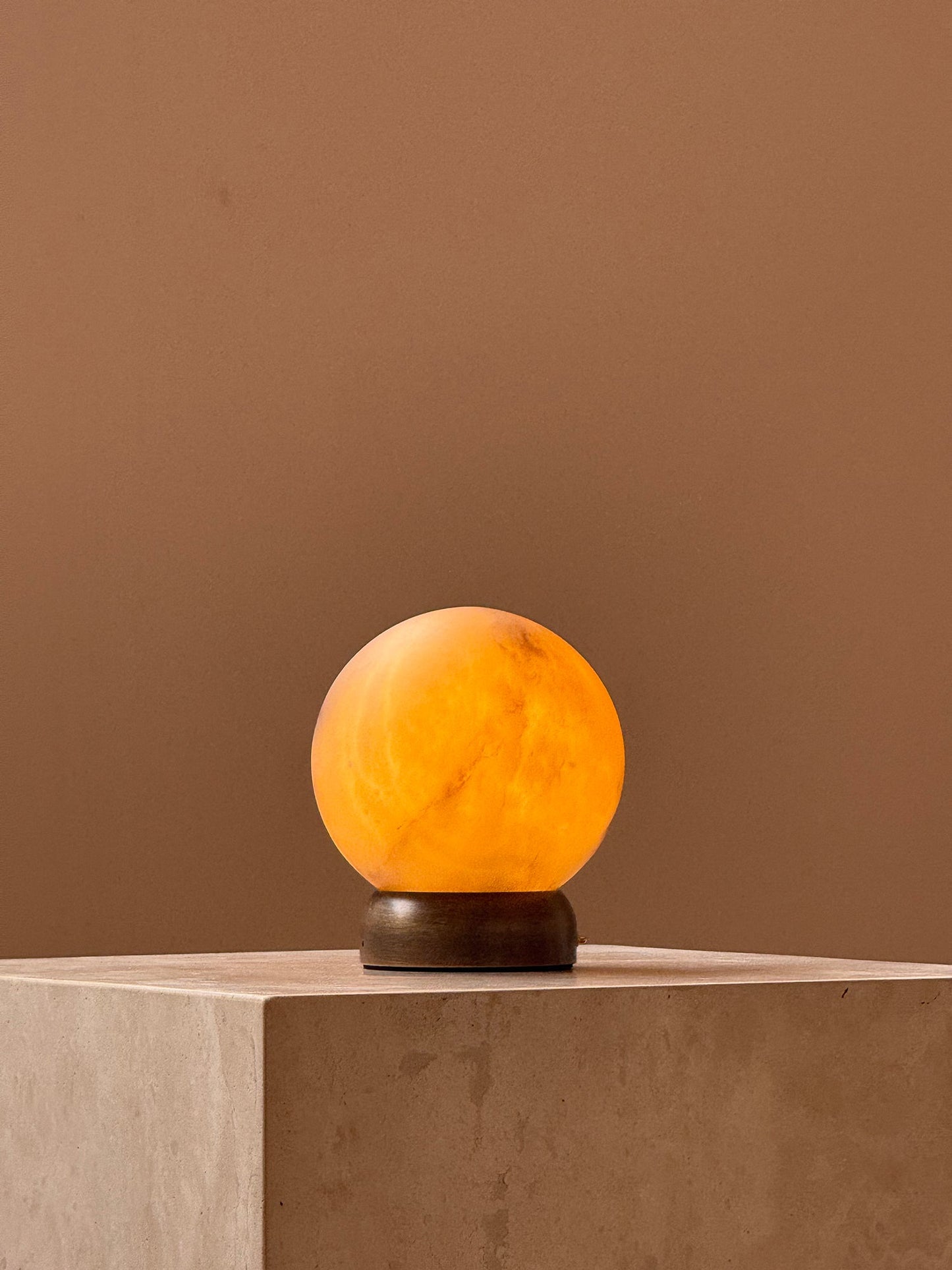 Trevi Table Lamp (Built-in Battery) - Rechargeable Natural Alabaster Wireless Lamp | Portable Bronze Cordless Accent Light
