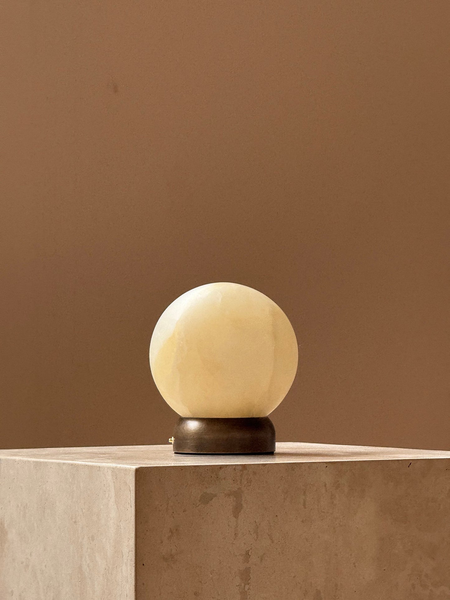 Trevi Table Lamp (Built-in Battery) - Rechargeable Natural Alabaster Wireless Lamp | Portable Bronze Cordless Accent Light