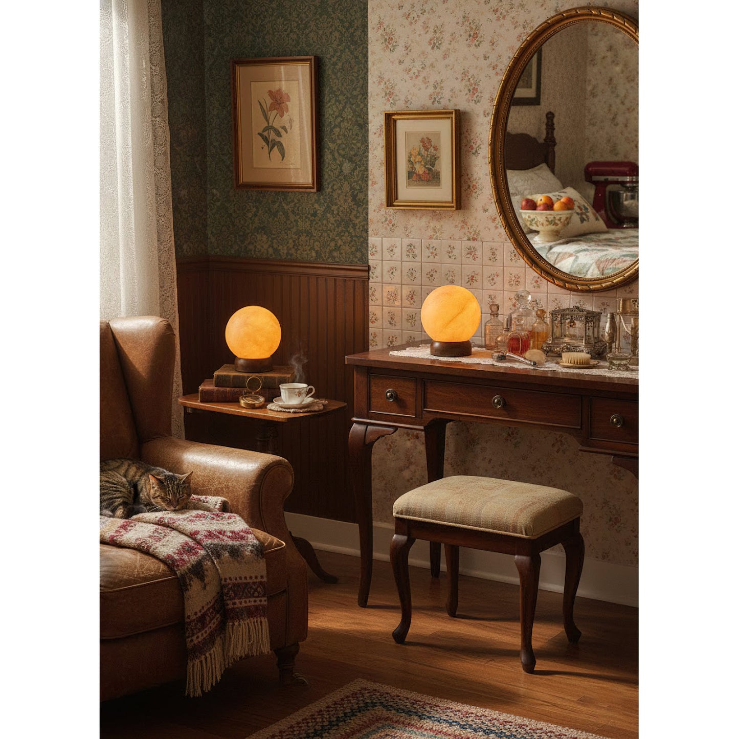 Trevi Table Lamp (Built-in Battery) - Rechargeable Natural Alabaster Wireless Lamp | Portable Bronze Cordless Accent Light