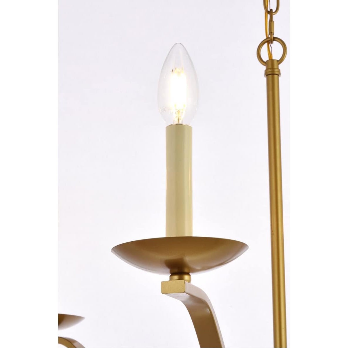 Trey Chandelier - 6-Light Modern Candelabra Brass Pendant Light | Minimalist 35-Inch Dining Chandelier