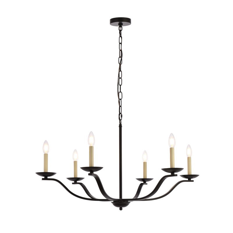 Trey Chandelier - 6-Light Modern Candelabra Brass Pendant Light | Minimalist 35-Inch Dining Chandelier
