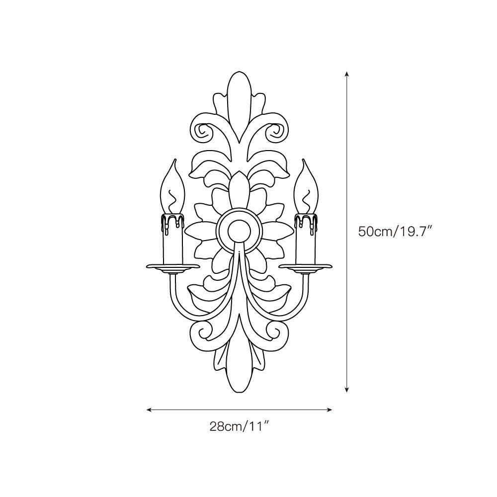 Trianon Glit Sconce - Carved Wood 2-Light Wall Sconce | French Country Vintage Fabric Shade Light