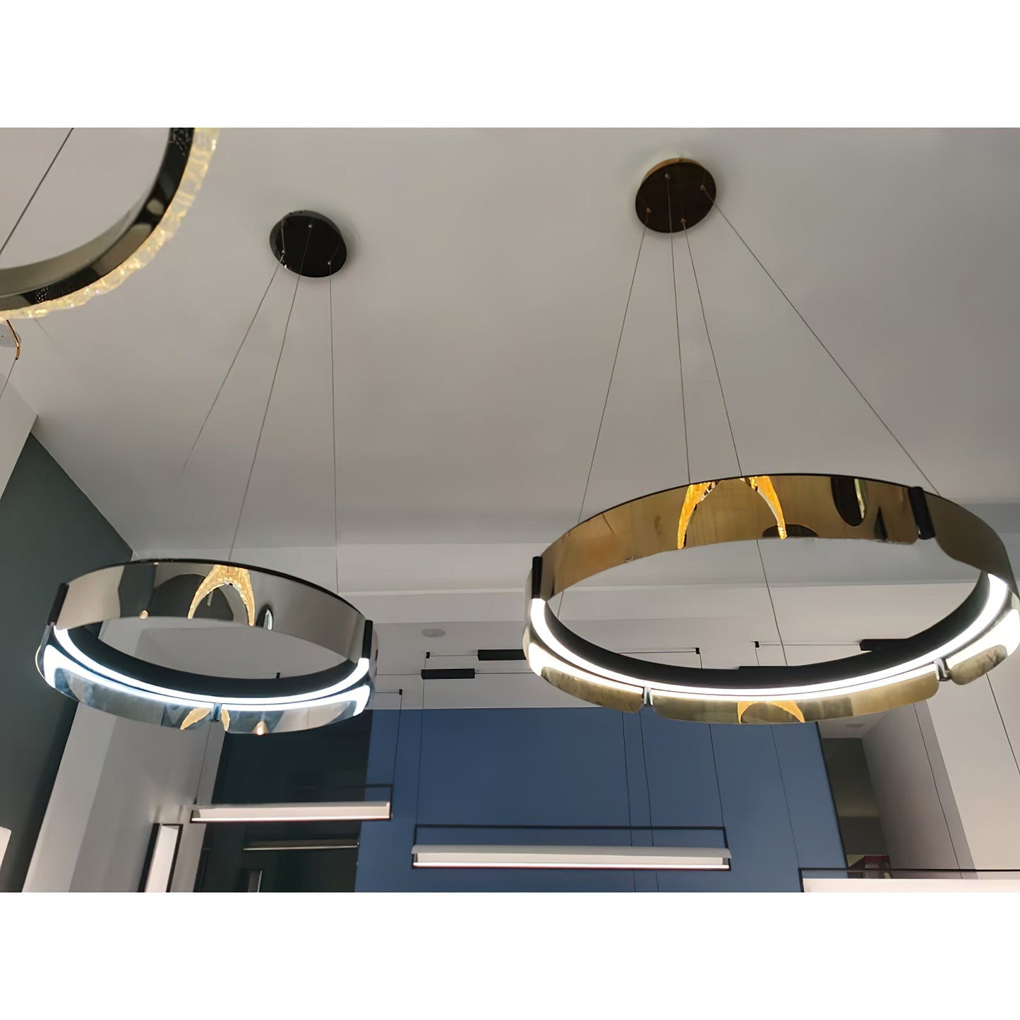 Tribeca Chandelier - Modern Dual-Tone Curved Ring LED Chandelier | Architectural Gold & Black Pendant
