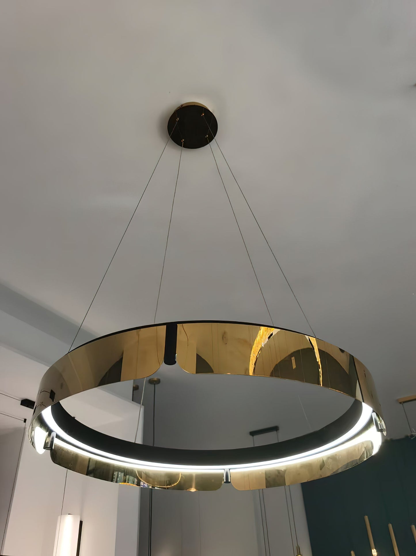 Tribeca Chandelier - Modern Dual-Tone Curved Ring LED Chandelier | Architectural Gold & Black Pendant
