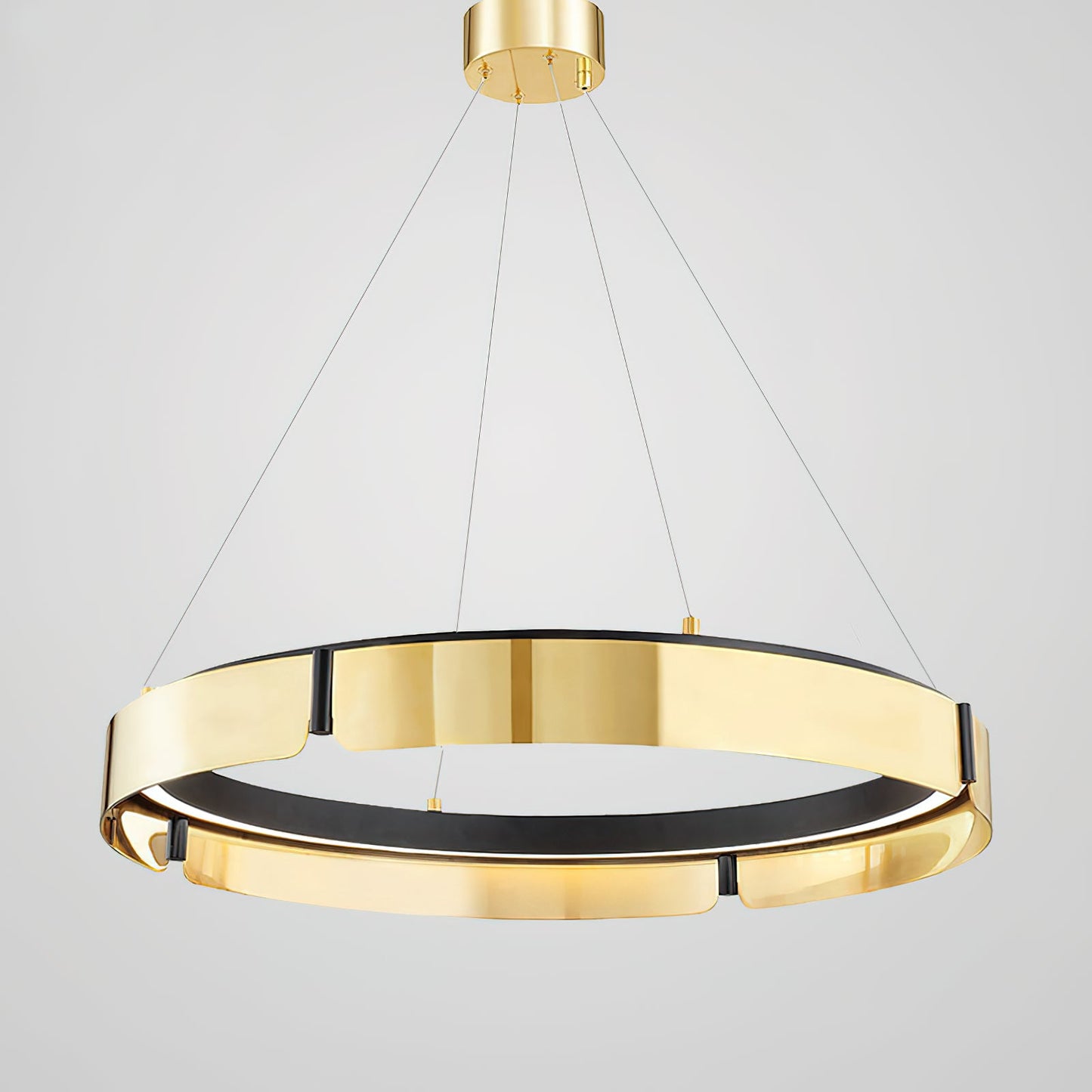Tribeca Chandelier - Modern Dual-Tone Curved Ring LED Chandelier | Architectural Gold & Black Pendant