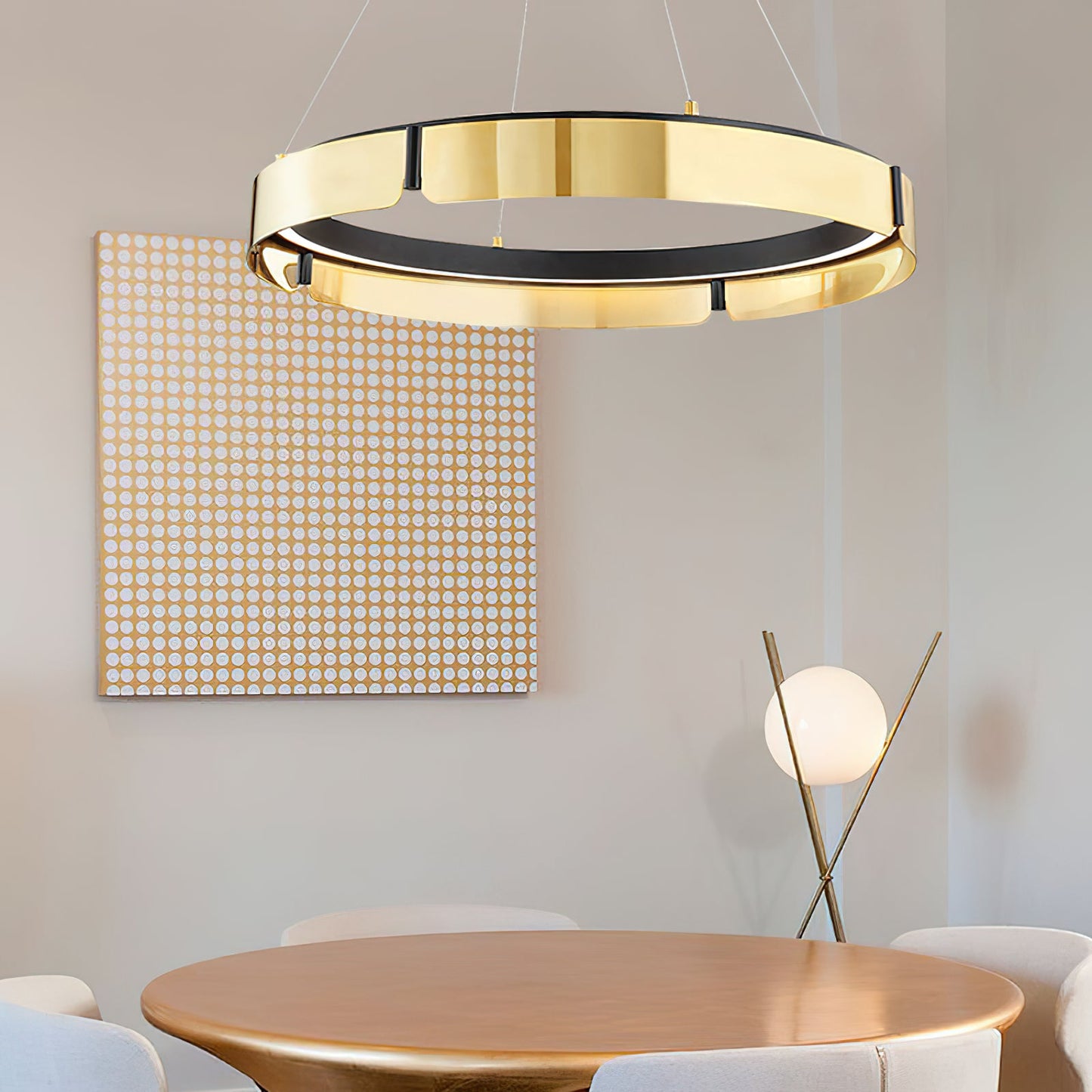 Tribeca Chandelier - Modern Dual-Tone Curved Ring LED Chandelier | Architectural Gold & Black Pendant