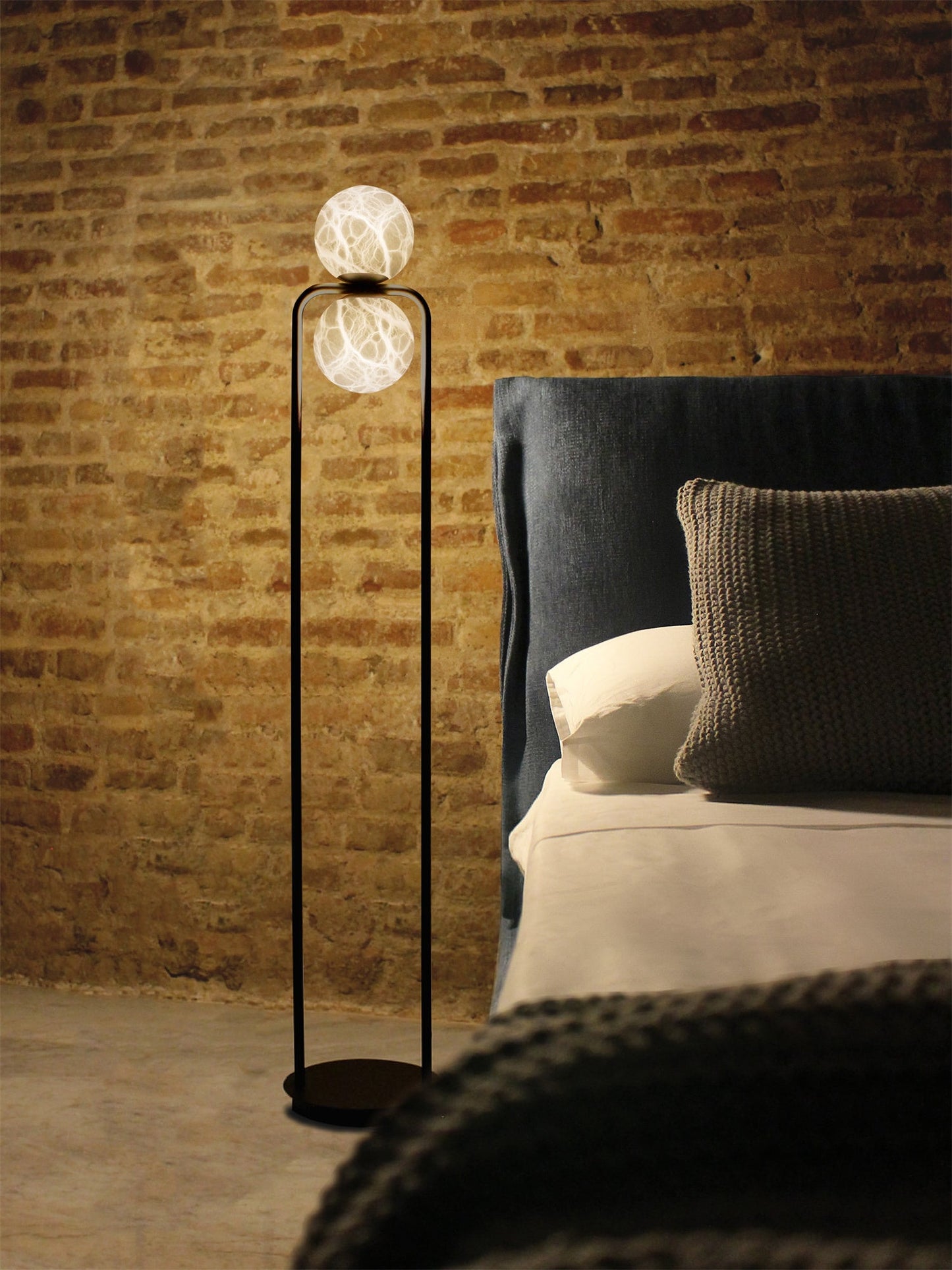 Tribeca Alabaster Floor Lamp - Handcrafted Natural Stone Shade Standing Light | Modern Minimalist G9 Floor Lamp