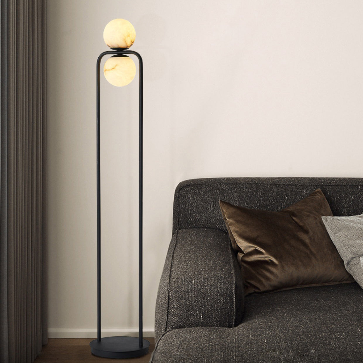 Tribeca Alabaster Floor Lamp - Handcrafted Natural Stone Shade Standing Light | Modern Minimalist G9 Floor Lamp