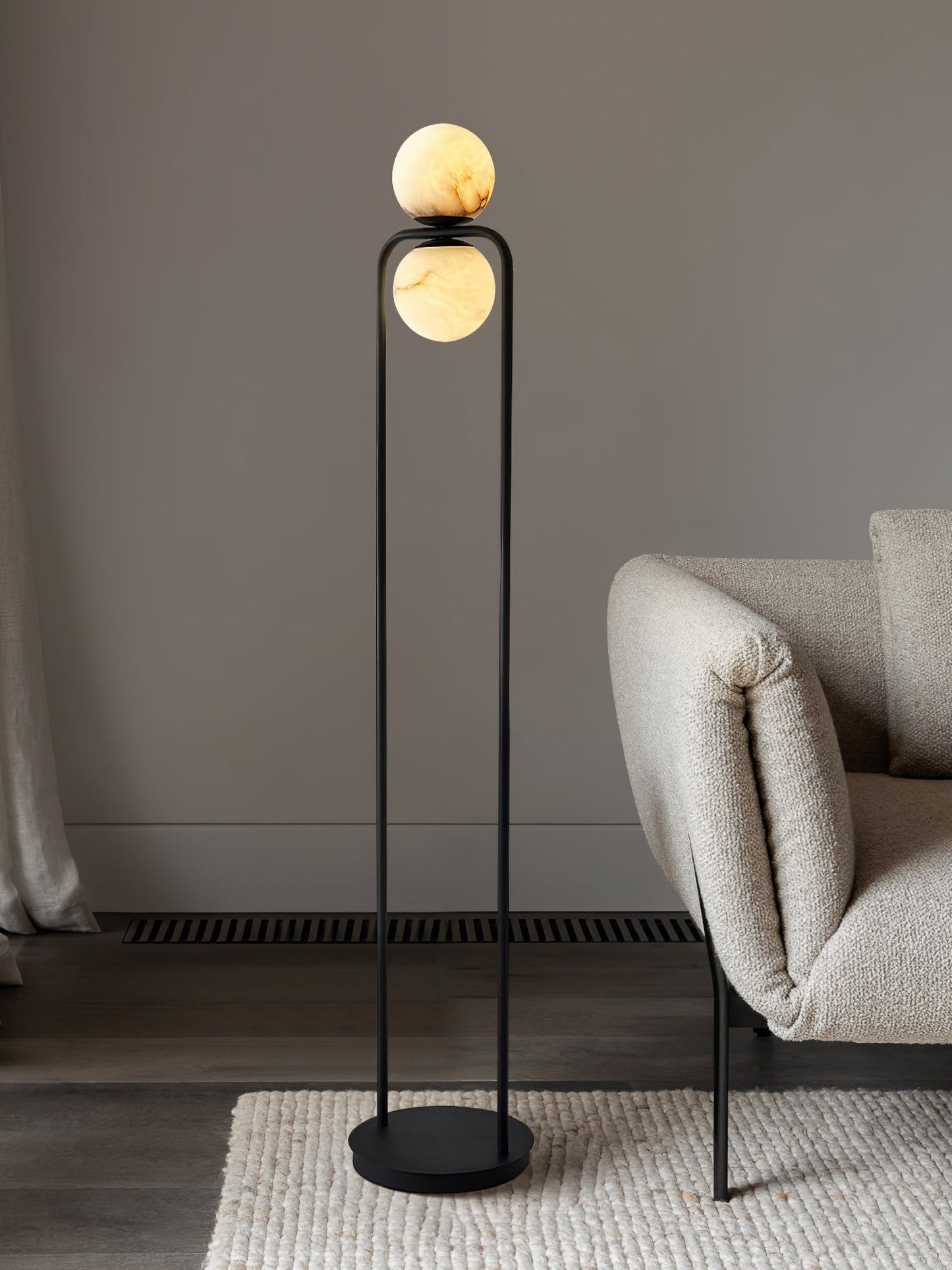 Tribeca Alabaster Floor Lamp - Handcrafted Natural Stone Shade Standing Light | Modern Minimalist G9 Floor Lamp