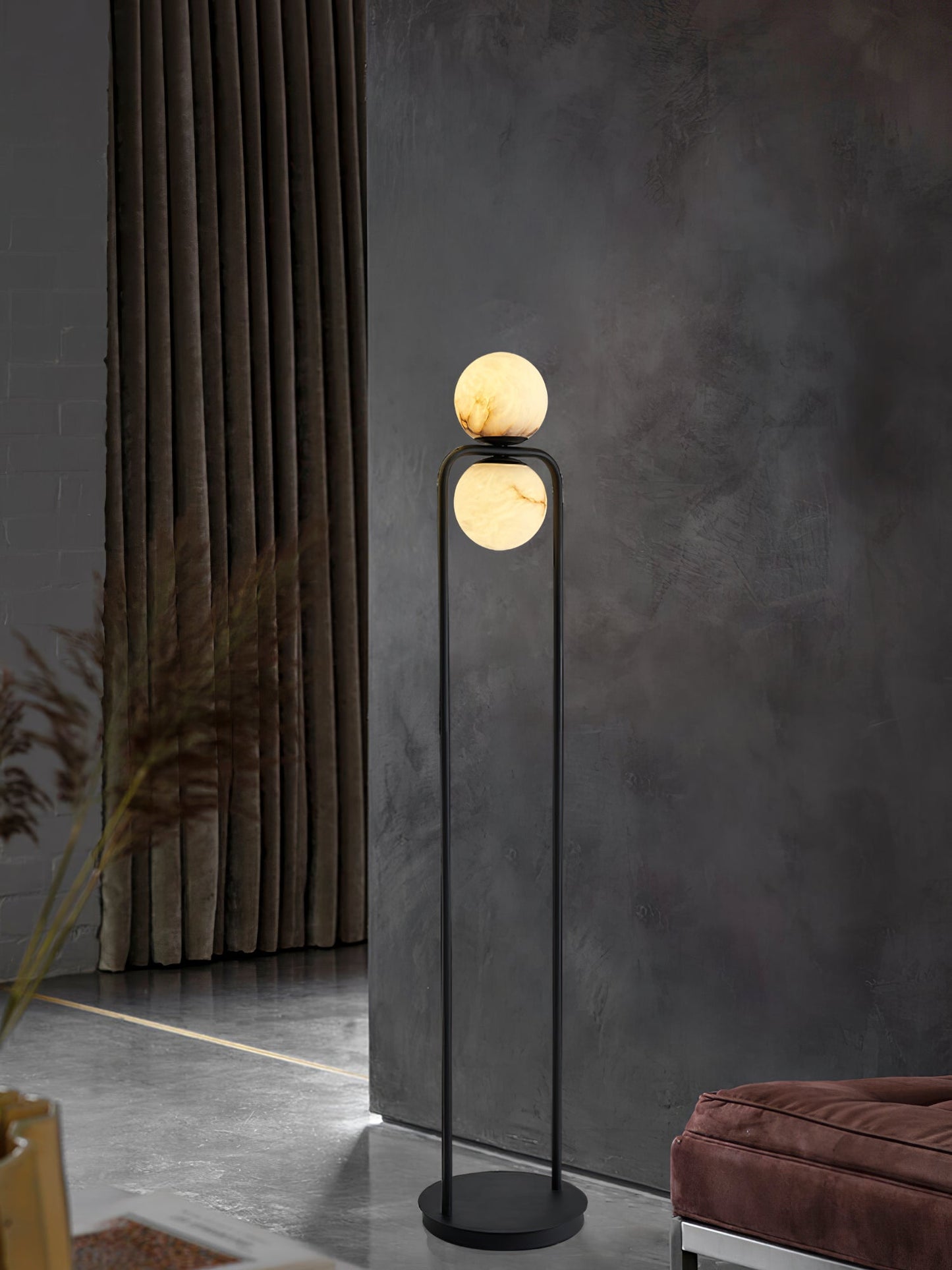 Tribeca Alabaster Floor Lamp - Handcrafted Natural Stone Shade Standing Light | Modern Minimalist G9 Floor Lamp