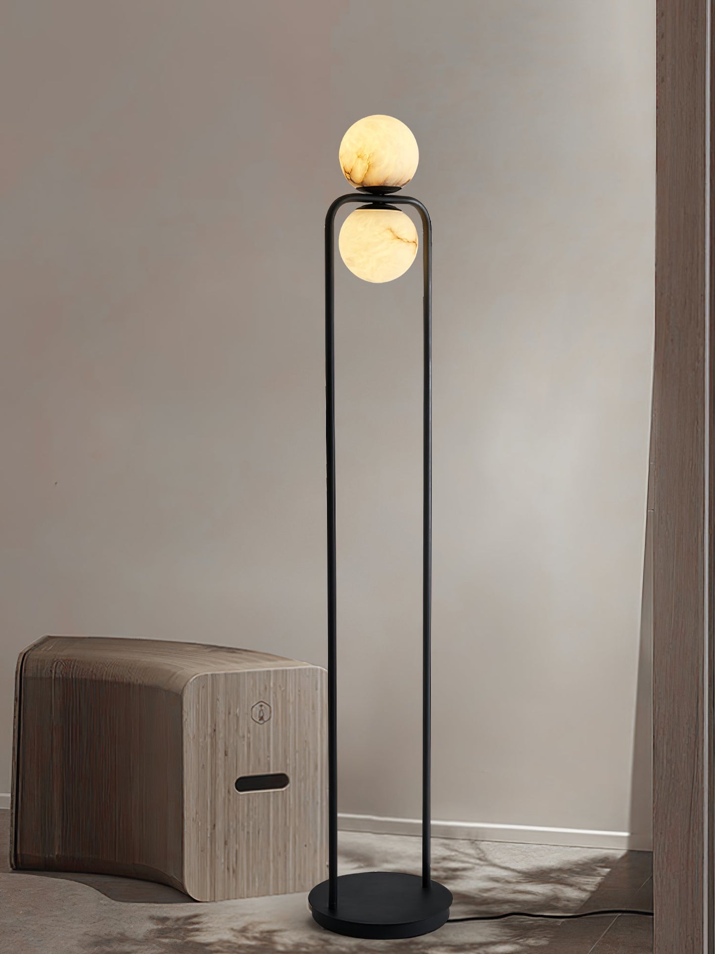 Tribeca Alabaster Floor Lamp - Handcrafted Natural Stone Shade Standing Light | Modern Minimalist G9 Floor Lamp