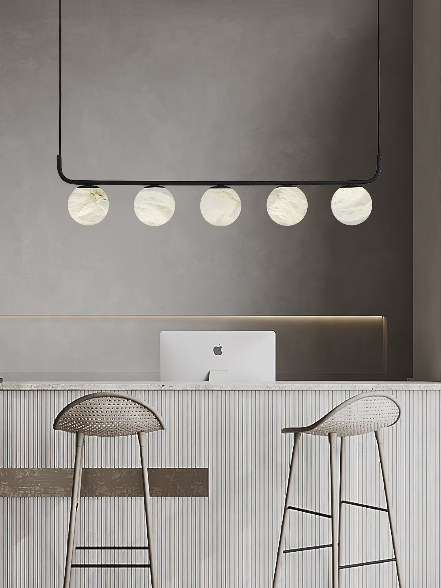 Tribeca Alabaster Pendant Lamp - Handcrafted Natural Stone Shade Linear Light | Multi-Head G9 Island Pendant