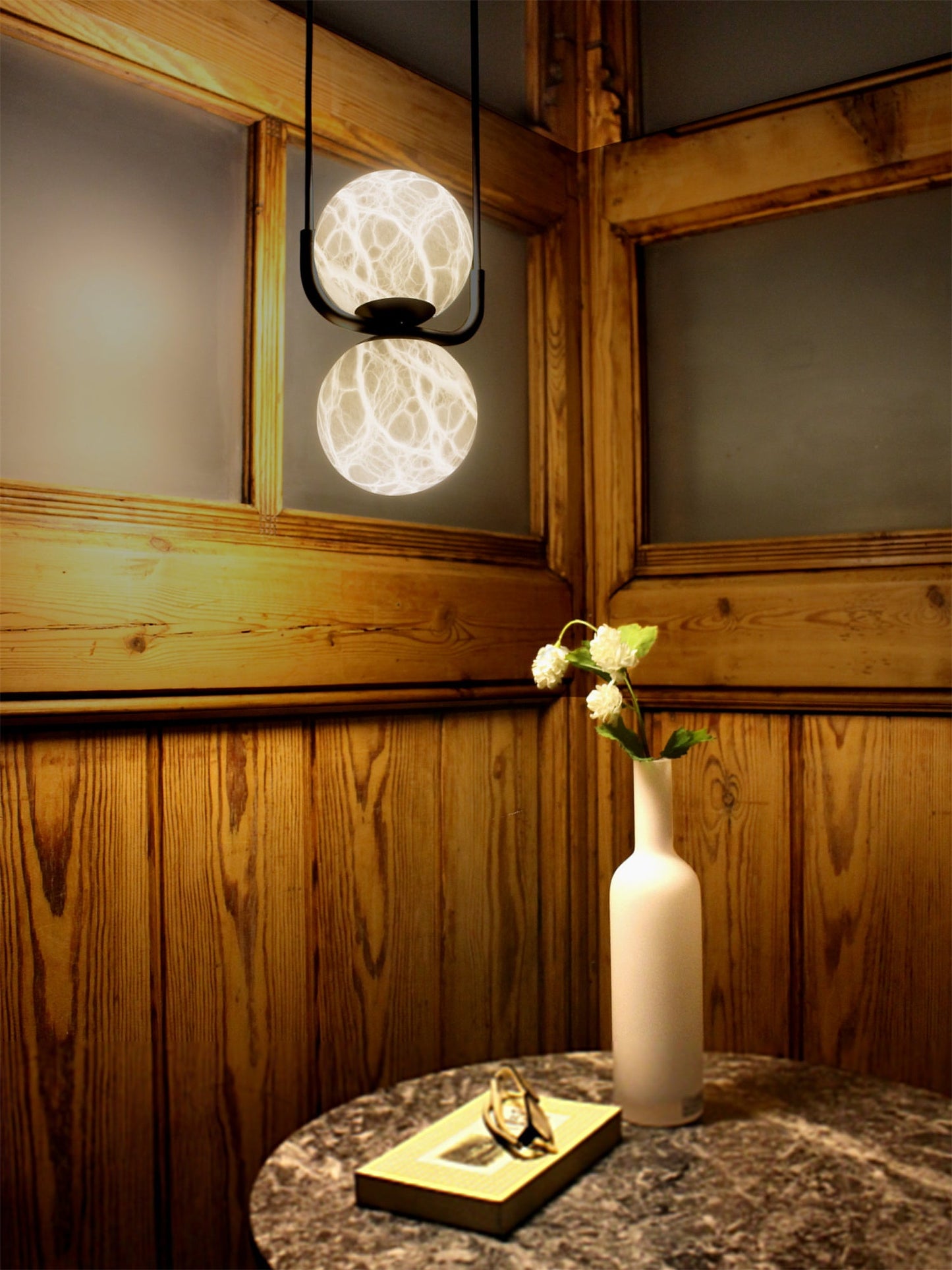 Tribeca Alabaster Pendant Lamp - Handcrafted Natural Stone Shade Linear Light | Multi-Head G9 Island Pendant