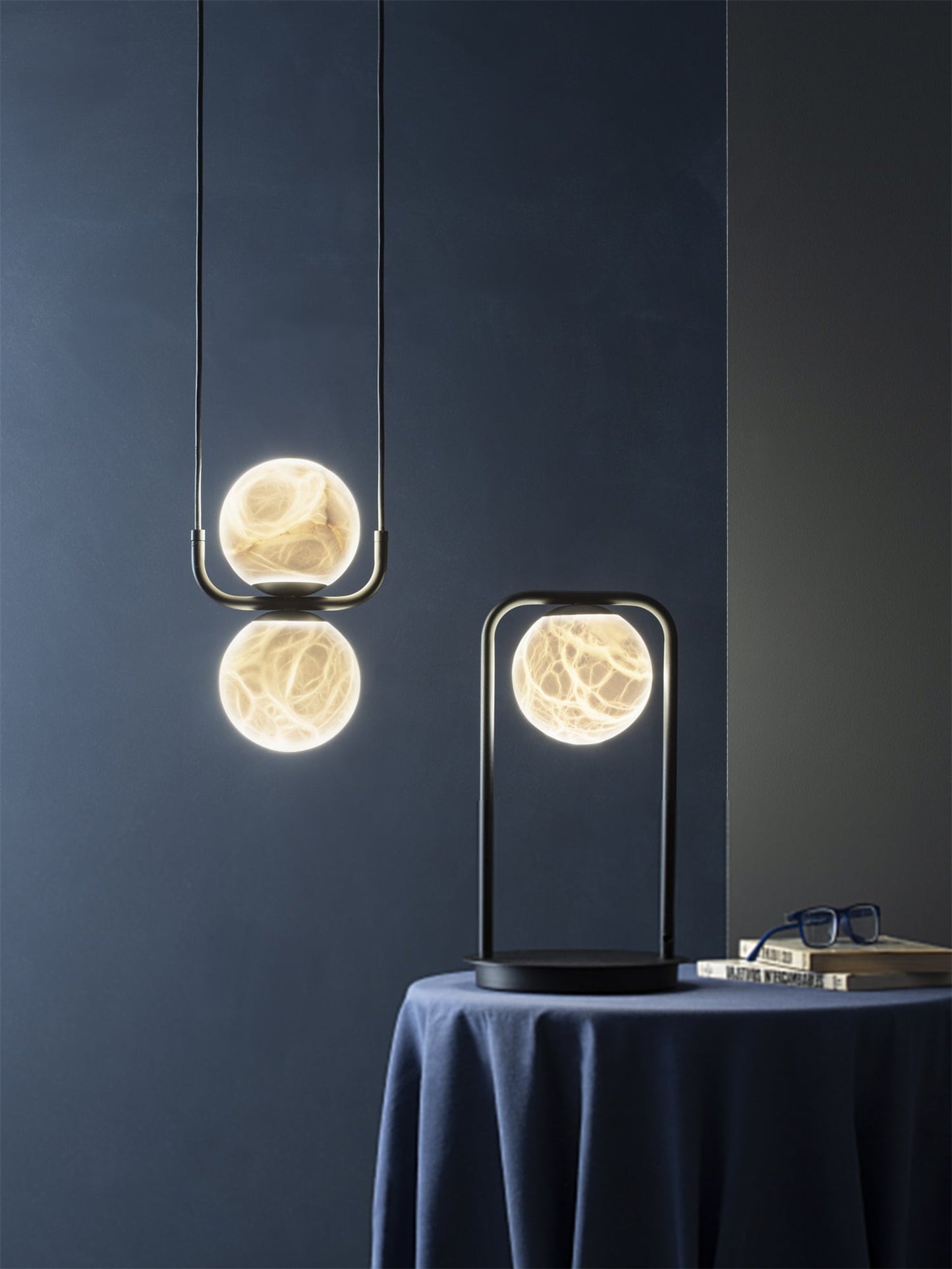 Tribeca Alabaster Pendant Lamp - Handcrafted Natural Stone Shade Linear Light | Multi-Head G9 Island Pendant