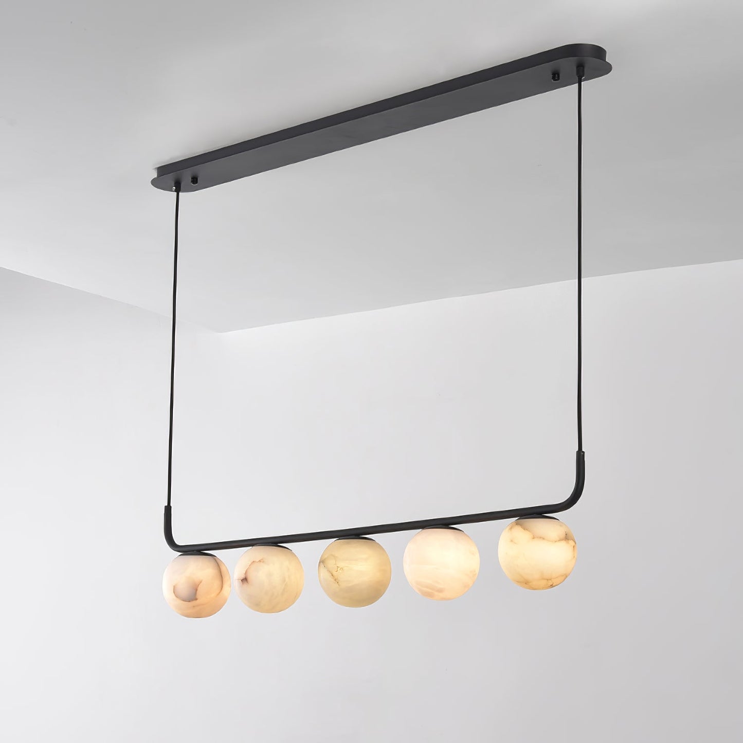 Tribeca Alabaster Pendant Lamp - Handcrafted Natural Stone Shade Linear Light | Multi-Head G9 Island Pendant