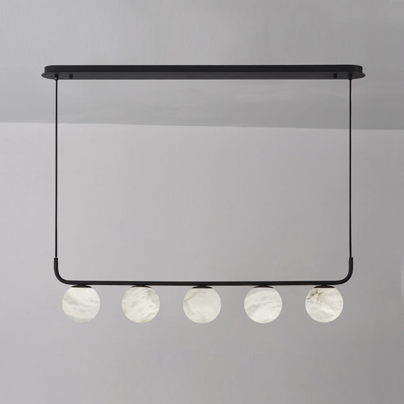 Tribeca Alabaster Pendant Lamp - Handcrafted Natural Stone Shade Linear Light | Multi-Head G9 Island Pendant