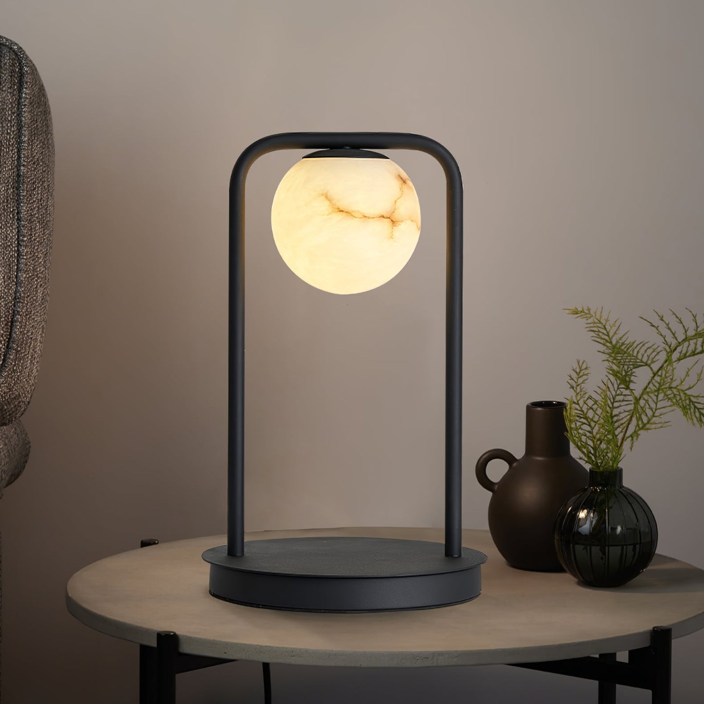 Tribeca Alabaster Pendant Lamp - Handcrafted Natural Stone Shade Pendant | Retro Minimalist G9 Hanging Light