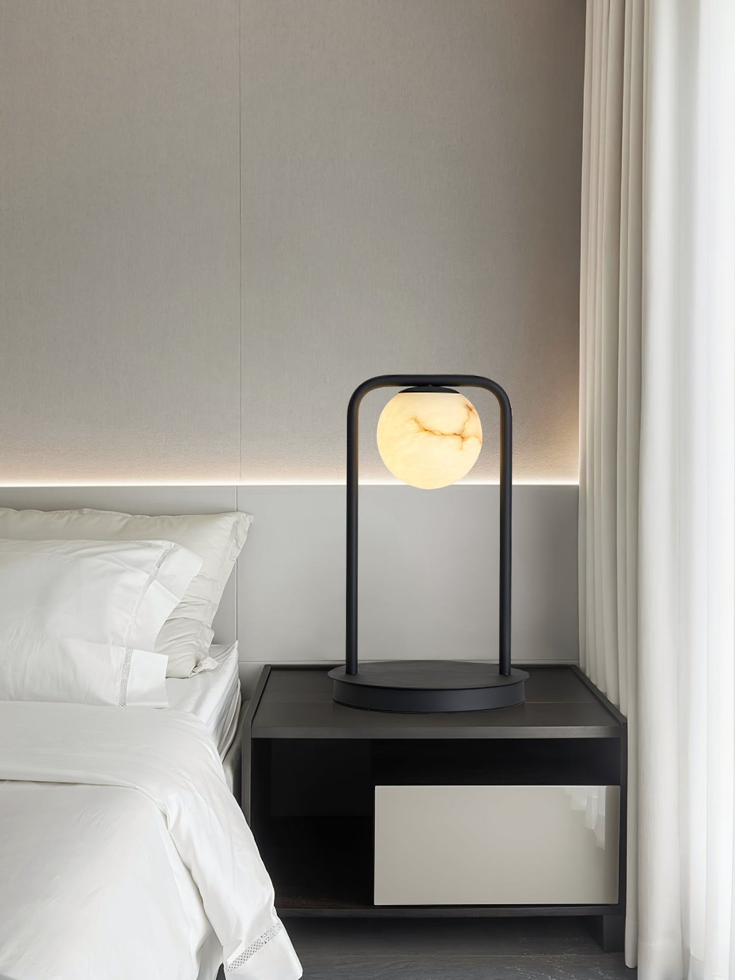 Tribeca Alabaster Pendant Lamp - Handcrafted Natural Stone Shade Pendant | Retro Minimalist G9 Hanging Light