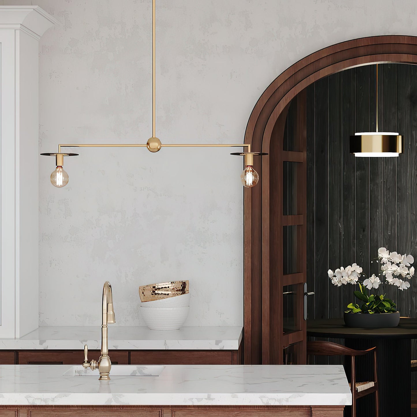 Trimble Island Pendant Lamp - Modern Solid Brass 2-Light Kitchen Island Light | Luxe Industrial Dining Pendant