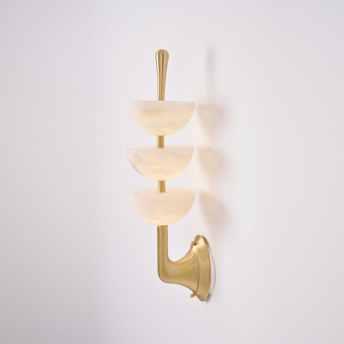 Triple Alabaster Wall Lamp - Tiered Natural Alabaster Stone Sconce | Modern Brass LED Wall Light