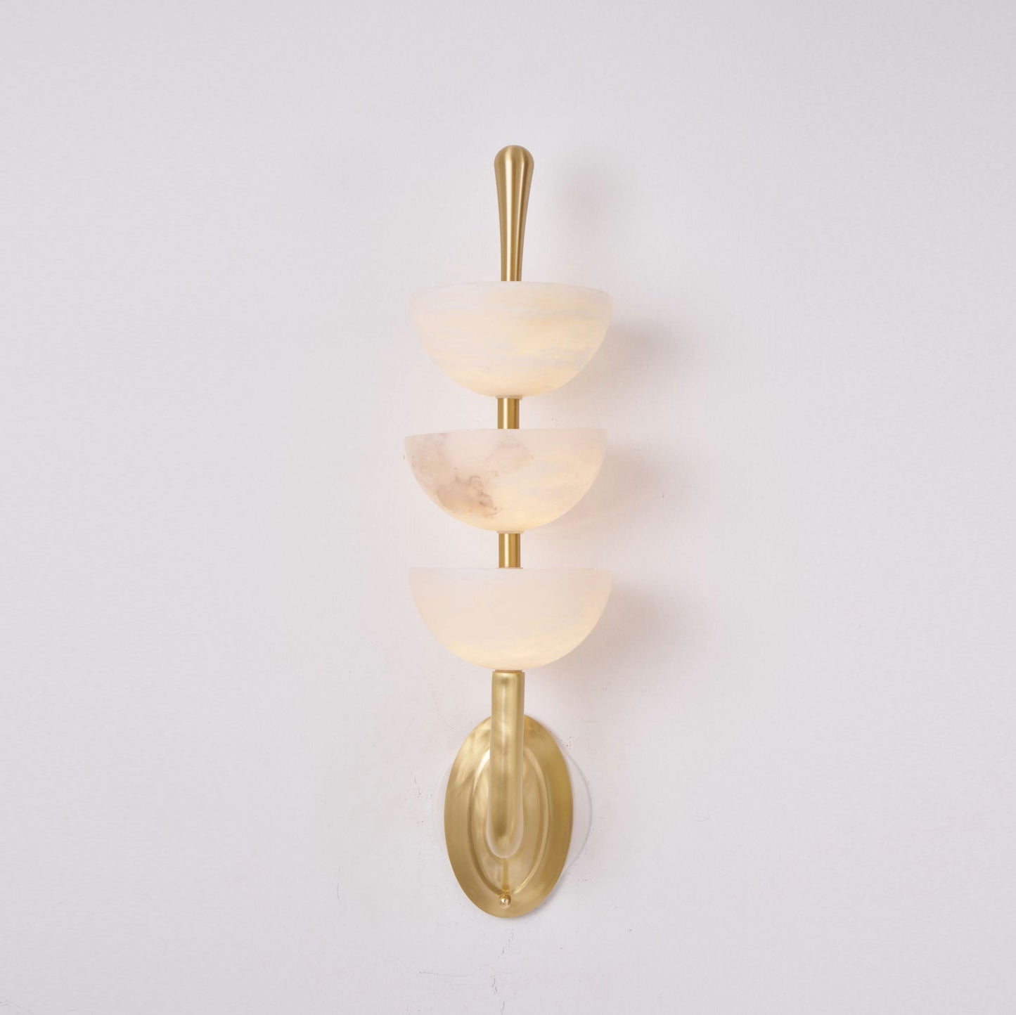 Triple Alabaster Wall Lamp - Tiered Natural Alabaster Stone Sconce | Modern Brass LED Wall Light