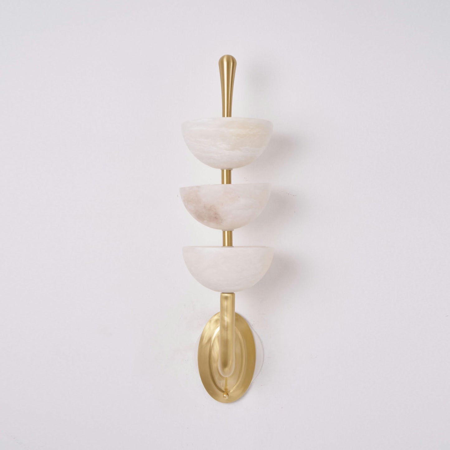 Triple Alabaster Wall Lamp - Tiered Natural Alabaster Stone Sconce | Modern Brass LED Wall Light