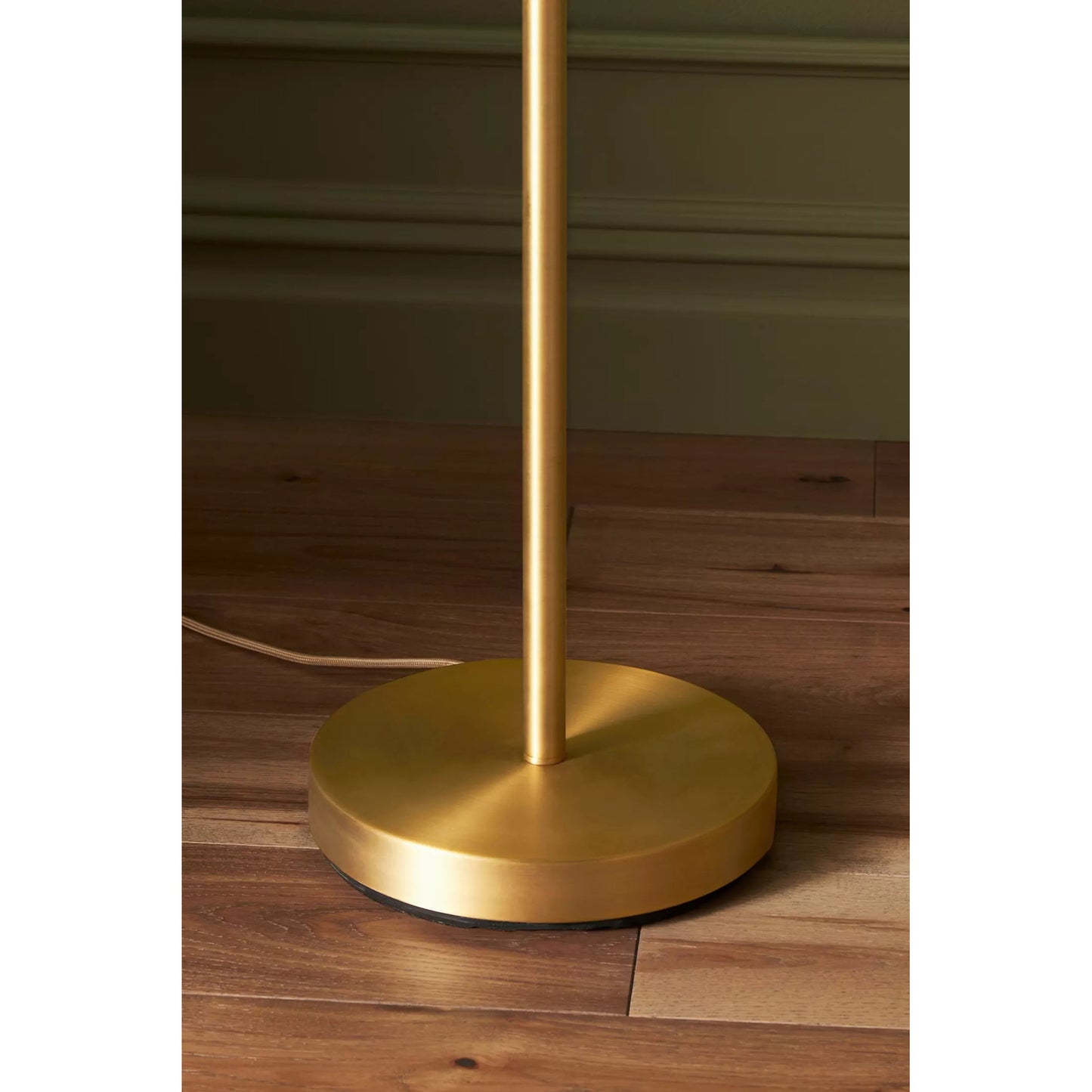 Triple Floor Lamp - 3-Light Staggered Brass & White Fabric Shade Standing Lamp | Modern Industrial Accent Light