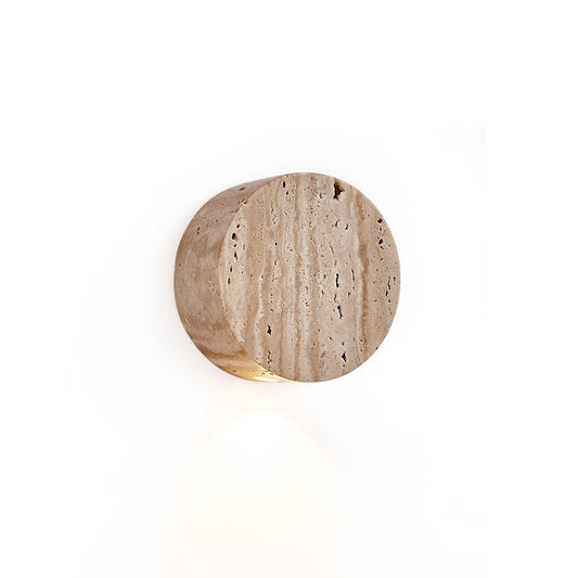 Troia Travertine Wall Lamp - Natural Beige Stone Cube Sconce | Modern Minimalist Up & Down Light