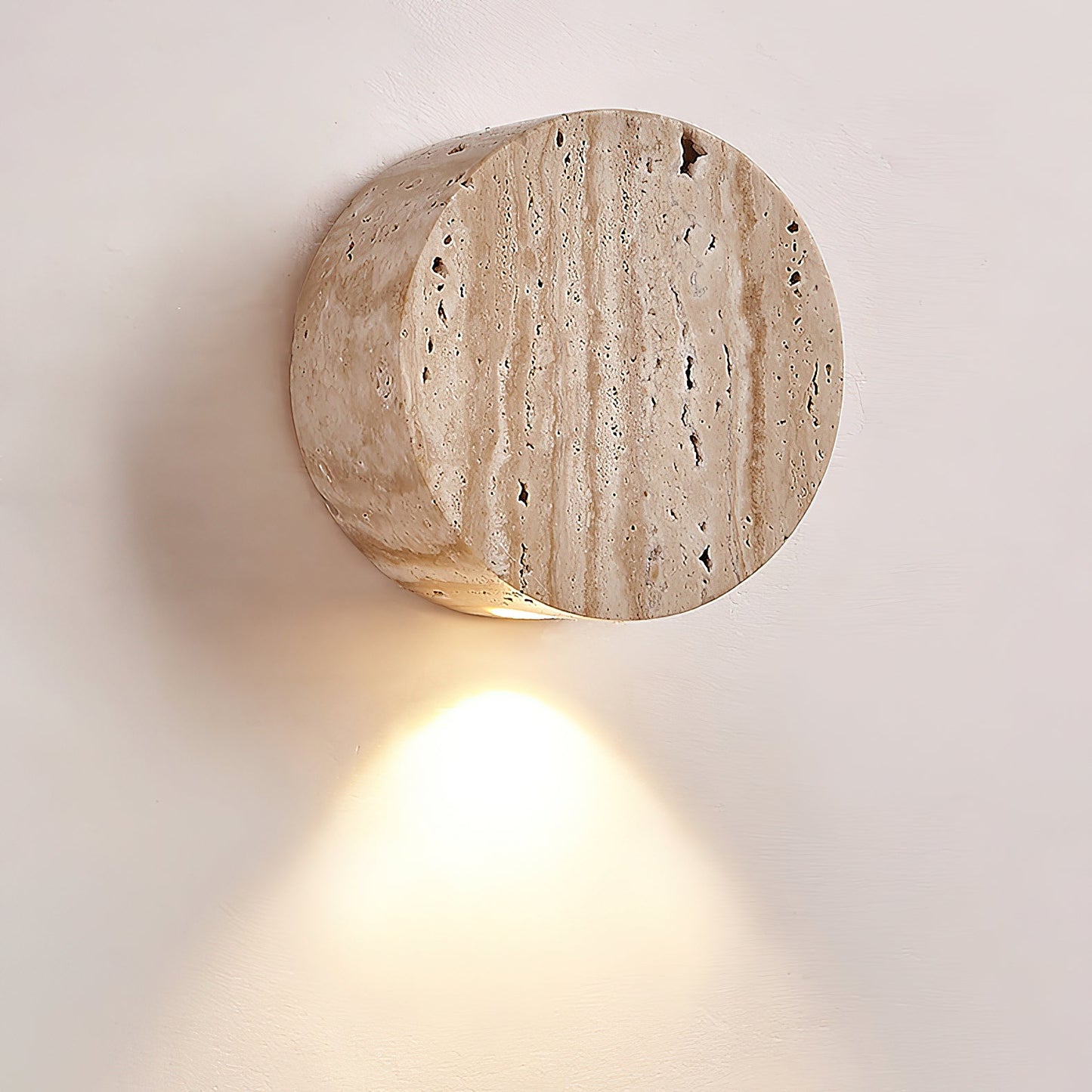 Troia Travertine Wall Lamp - Natural Beige Stone Cube Sconce | Modern Minimalist Up & Down Light