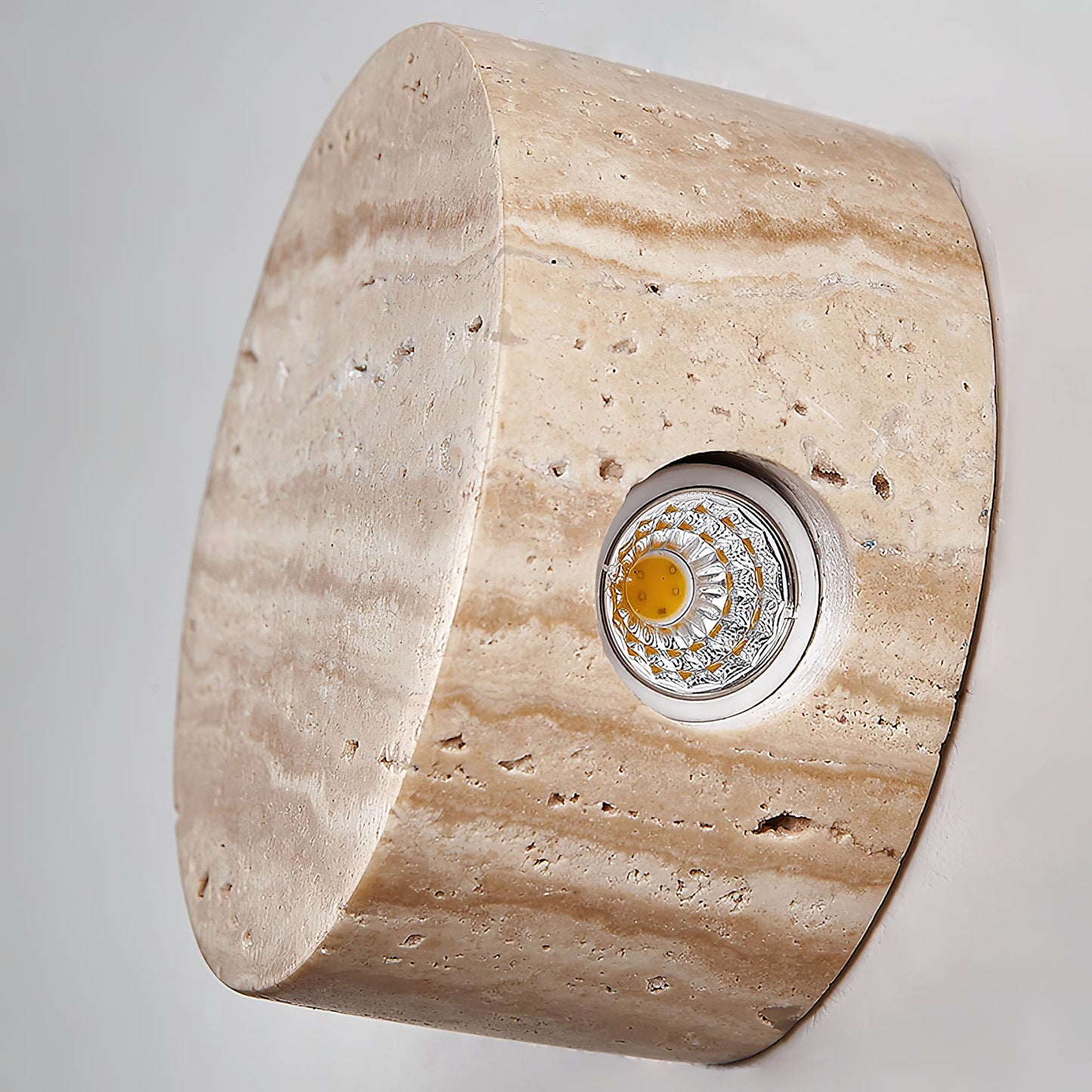 Troia Travertine Wall Lamp - Natural Beige Stone Cube Sconce | Modern Minimalist Up & Down Light