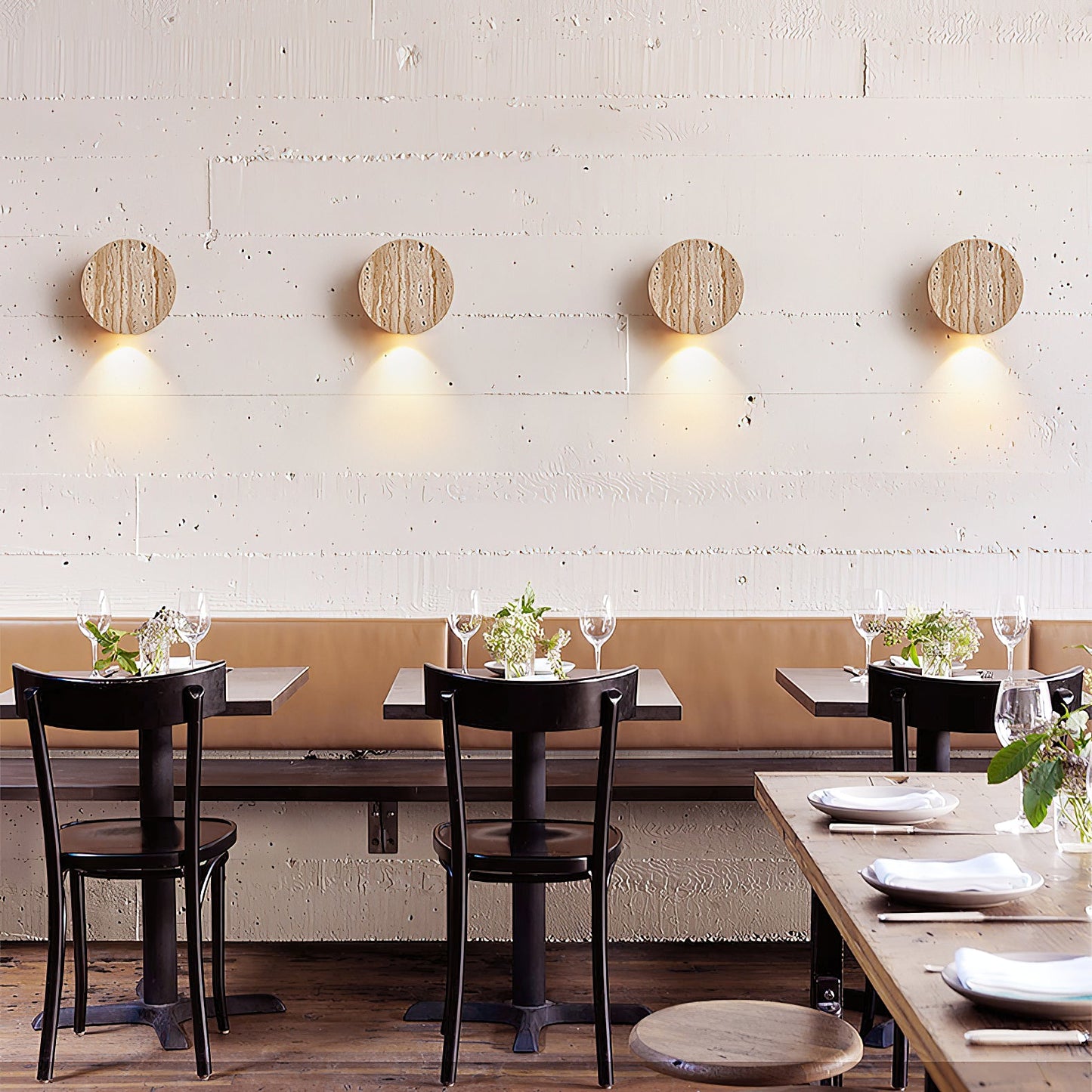 Troia Travertine Wall Lamp - Natural Beige Stone Cube Sconce | Modern Minimalist Up & Down Light