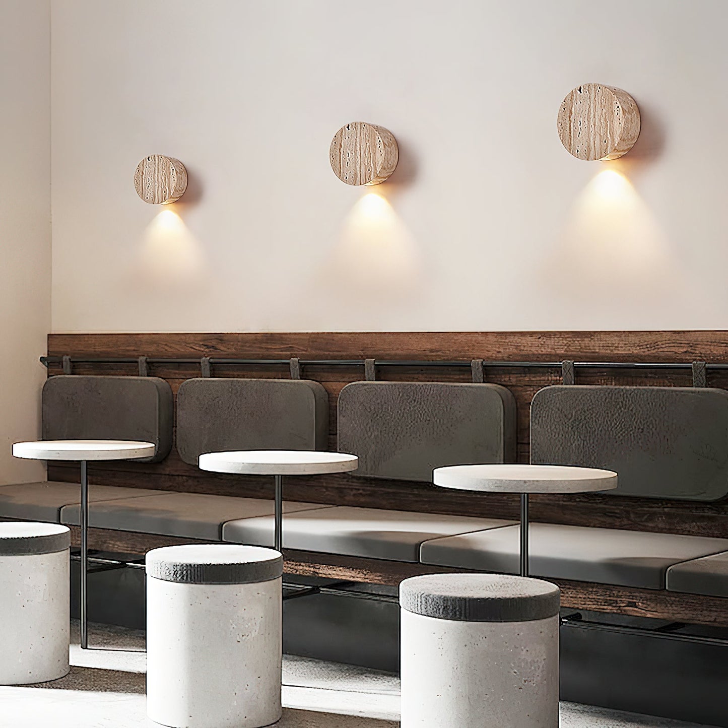 Troia Travertine Wall Lamp - Natural Beige Stone Cube Sconce | Modern Minimalist Up & Down Light