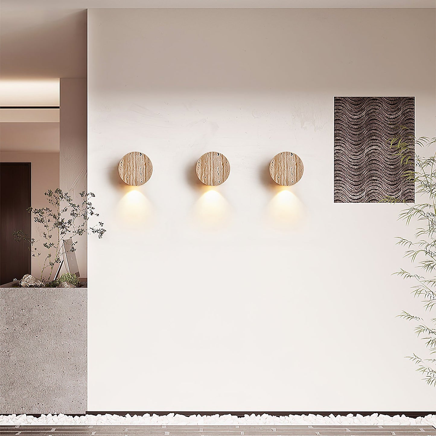 Troia Travertine Wall Lamp - Natural Beige Stone Cube Sconce | Modern Minimalist Up & Down Light