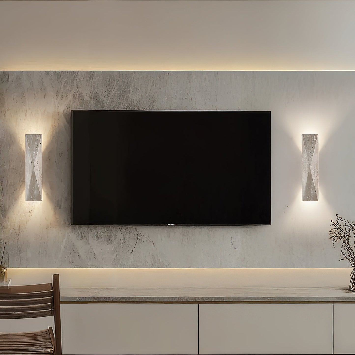 Tropez Travertine Wall Lamp - Natural Beige Stone Cylinder Sconce | Modern Minimalist G9 Wall Light
