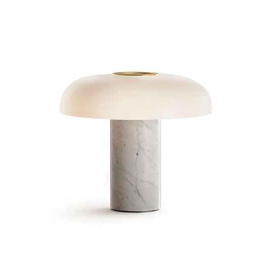 Tropico Table Lamp - Natural Marble Base & Hand-Blown Opal Glass Accent Light | Modern Italian Mushroom Lamp
