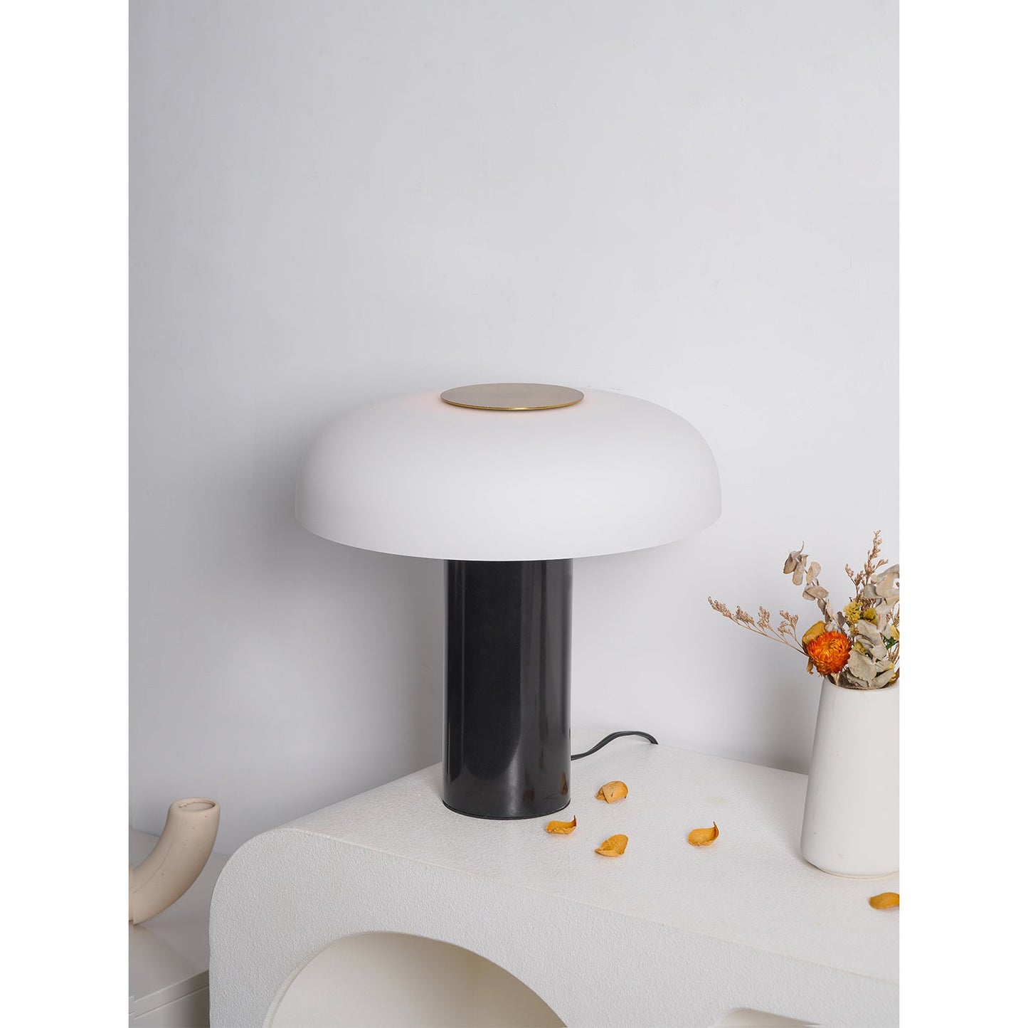 Tropico Table Lamp - Natural Marble Base & Hand-Blown Opal Glass Accent Light | Modern Italian Mushroom Lamp