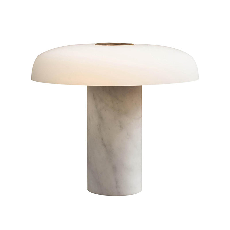 Tropico Table Lamp - Natural Marble Base & Hand-Blown Opal Glass Accent Light | Modern Italian Mushroom Lamp