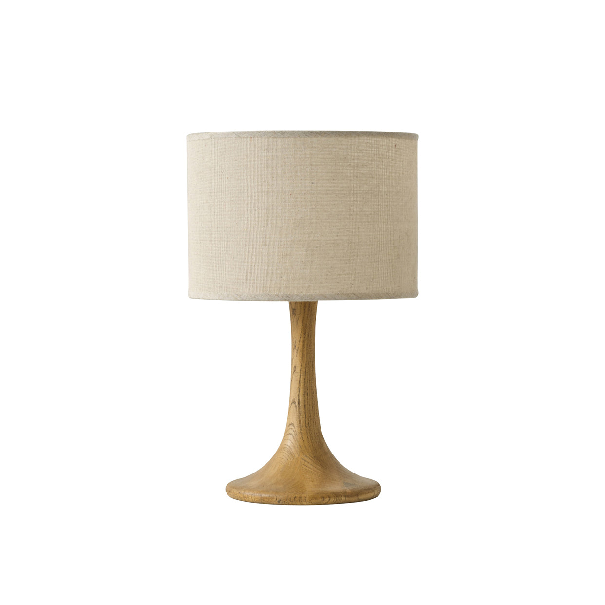 Trumpet Table Lamp - Handcrafted Solid Wood Base & Fabric Shade | Modern Minimalist Bedside Accent Light