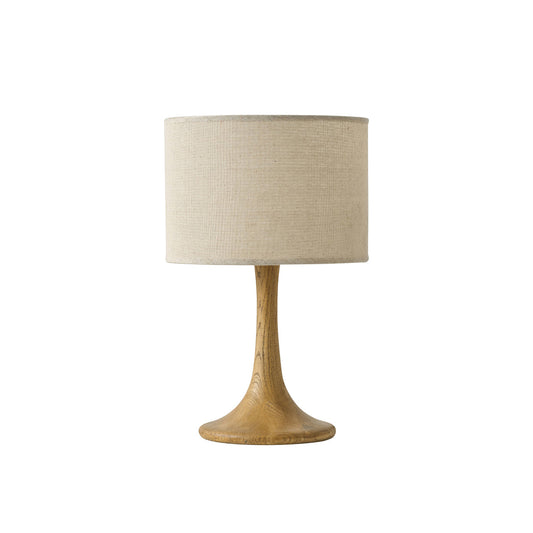 Trumpet Table Lamp - Handcrafted Solid Wood Base & Fabric Shade | Modern Minimalist Bedside Accent Light