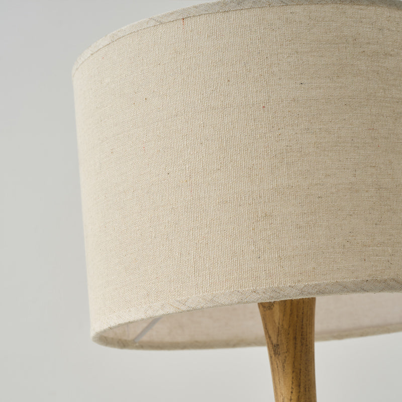 Trumpet Table Lamp - Handcrafted Solid Wood Base & Fabric Shade | Modern Minimalist Bedside Accent Light