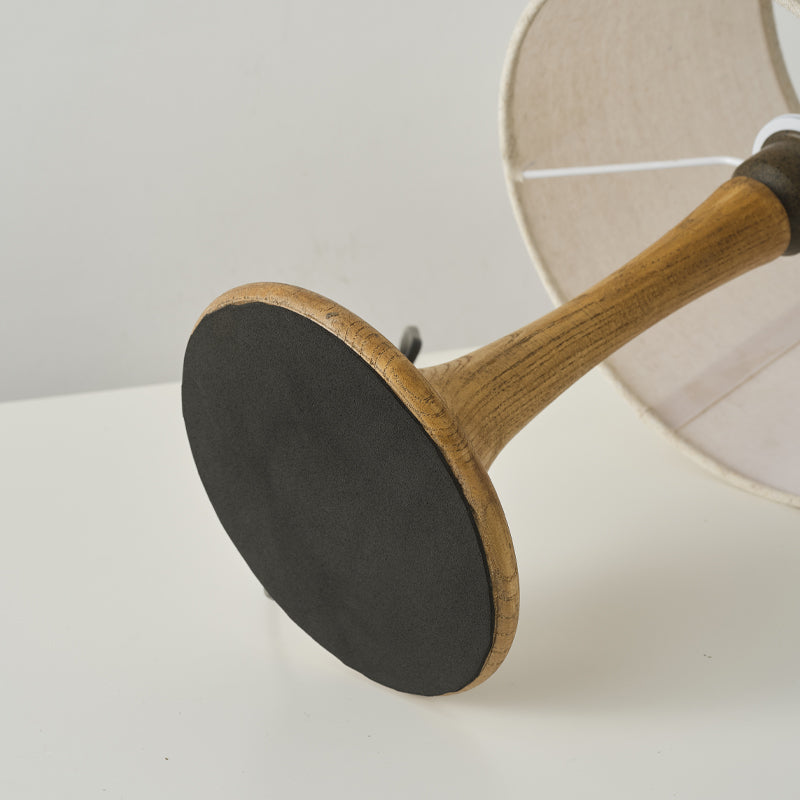 Trumpet Table Lamp - Handcrafted Solid Wood Base & Fabric Shade | Modern Minimalist Bedside Accent Light